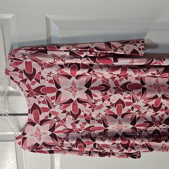 NWT JM Collection Floral Tile Jacquard Scoop Neck Ruby Slippers Tunic XL - Picture 4 of 9